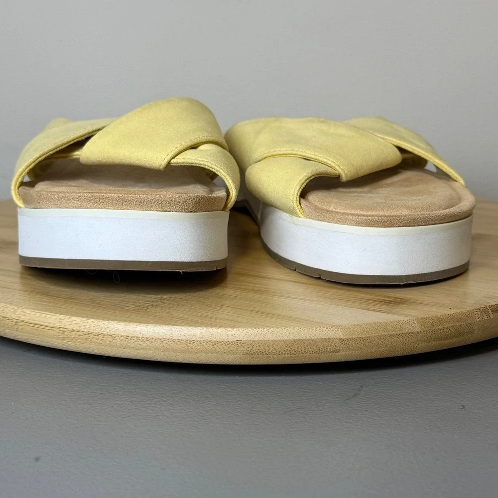 Koolaburra by UGG Platform Slide Women 8.5 Yellow Criss Cross Sandals Vaca Beach